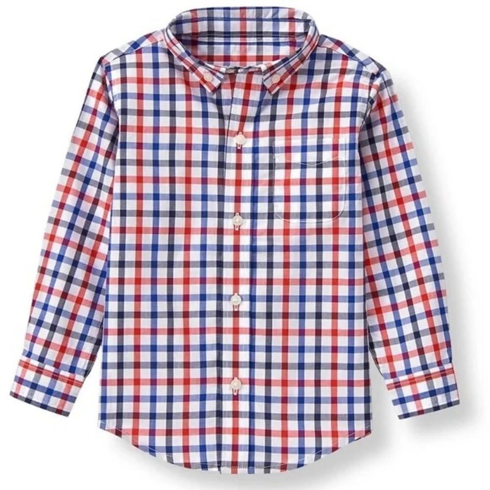 Janie and Jack Gingham Plaid Boys Button Down Dress Shirt